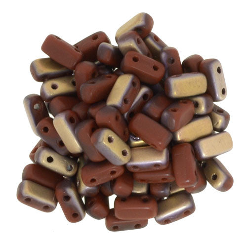 Czechmate 2mm X 6mm Brick Glass Czech Two Hole Bead, Matte Apollo Umber - Barrel of Beads