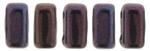 Czechmate 2mm X 6mm Brick Glass Czech Two Hole Bead, Luster Metallic Amethyst - Barrel of Beads