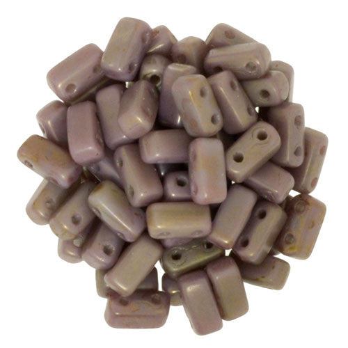 Czechmate 2mm X 6mm Brick Glass Czech Two Hole Bead, Ash Grey/Copper Picasso - Barrel of Beads