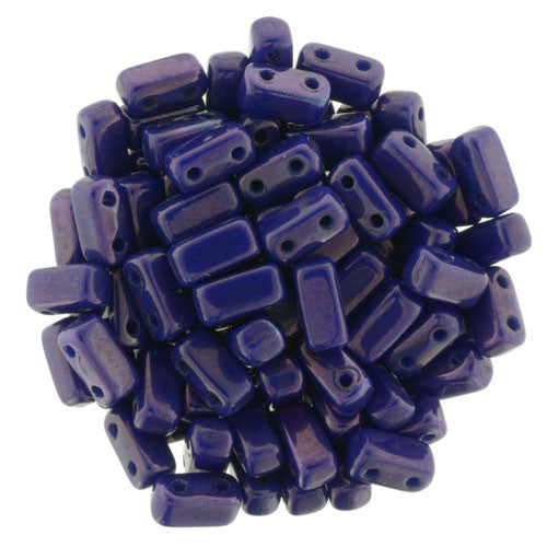 Czechmate 2mm X 6mm Brick Glass Czech Two Hole Bead, Indigo - Vega - Barrel of Beads