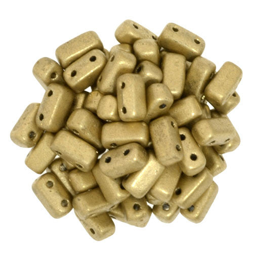 Czechmate 2mm X 6mm Brick Glass Czech Two Hole Bead, Matte Metallic Flax - Barrel of Beads