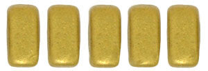 Czechmate 2mm X 6mm Brick Glass Czech Two Hole Bead, Matte Metallic Aztec Gold - Barrel of Beads