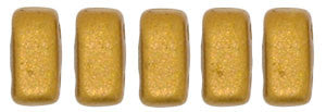 Czechmate 2mm X 6mm Brick Glass Czech Two Hole Bead, Matte Metallic Goldenrod - Barrel of Beads
