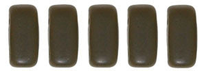 Czechmate 2mm X 6mm Brick Glass Czech Two Hole Bead, Matte Chocolate Brown - Barrel of Beads