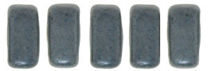 Czechmate 2mm X 6mm Brick Glass Czech Two Hole Bead, Matte Hematite - Barrel of Beads