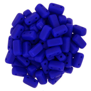 Czechmate 2mm X 6mm Brick Glass Czech Two Hole Bead, Matte Indigo - Barrel of Beads