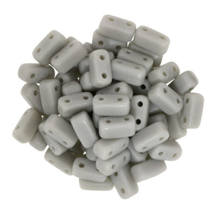 Czechmate 2mm X 6mm Brick Glass Czech Two Hole Bead, Matte Ash Grey - Barrel of Beads