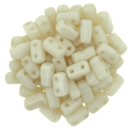 Opaque Luster Champagne Czech 2-Hole Brick bead