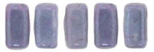 Czechmate 2mm X 6mm Brick Glass Czech Two Hole Bead, Luster Opaque Amethyst - Barrel of Beads