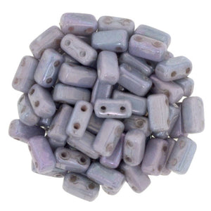 Czechmate 2mm X 6mm Brick Glass Czech Two Hole Bead, Luster Opaque Amethyst - Barrel of Beads