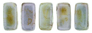 Czechmate 2mm X 6mm Brick Glass Czech Two Hole Bead, Luster Opaque Green - Barrel of Beads