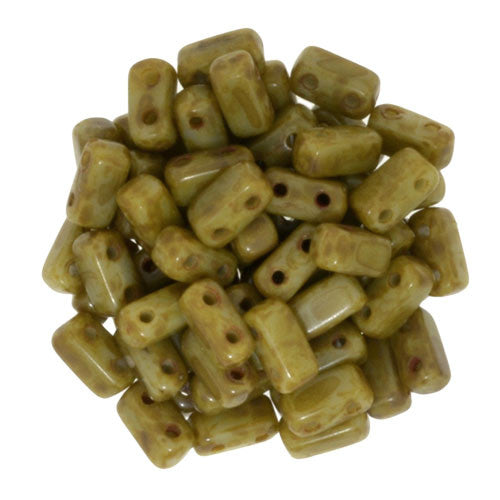 Czechmate 2mm X 6mm Brick Glass Czech Two Hole Bead, Ash Grey Picasso - Barrel of Beads