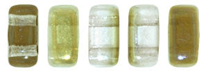 Czechmate 2mm X 6mm Brick Glass Czech Two Hole Bead, Twilight Crystal - Barrel of Beads