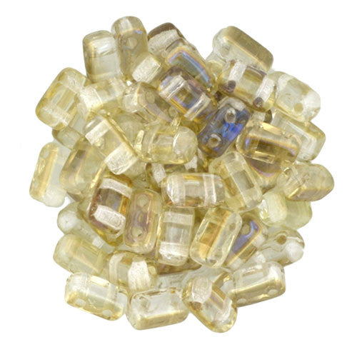 Czechmate 2mm X 6mm Brick Glass Czech Two Hole Bead, Twilight Crystal - Barrel of Beads