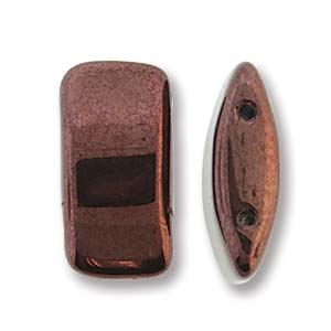 Czech Glass 9 x 17mm Carrier Bead Two Hole - Purple Bronze - 15 Beads