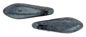 Czechmate 16mm X 5mm X 3mm Dagger Glass Czech Two Hole Bead, Hematite - Barrel of Beads