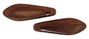 Czechmate 16mm X 5mm X 3mm Dagger Glass Czech Two Hole Bead, Dark Bronze - Barrel of Beads