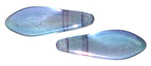 Czechmate 16mm X 5mm X 3mm Dagger Glass Czech Two Hole Bead, Luster Transparent Amethyst - Barrel of Beads