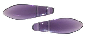 Czechmate 16mm X 5mm X 3mm Dagger Glass Czech Two Hole Bead, Tanzanite - Barrel of Beads