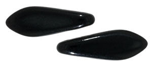 Czechmate 16mm X 5mm X 3mm Dagger Glass Czech Two Hole Bead, Jet - Barrel of Beads