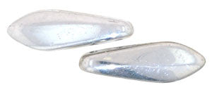 Czechmate 16mm X 5mm X 3mm Dagger Glass Czech Two Hole Bead, Silver - Barrel of Beads