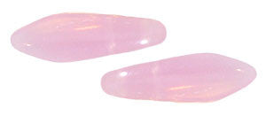Czechmate 16mm X 5mm X 3mm Dagger Glass Czech Two Hole Bead, Milky Pink - Barrel of Beads