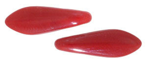 Czechmate 16mm X 5mm X 3mm Dagger Glass Czech Two Hole Bead, Opaque Red - Barrel of Beads