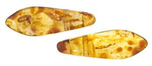 Czechmate 16mm X 5mm X 3mm Dagger Glass Czech Two Hole Bead, Crystal - Picasso