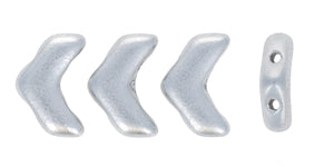 Vee Bead, 2 hole chevron, Matte Metallic Silver, 25 pieces