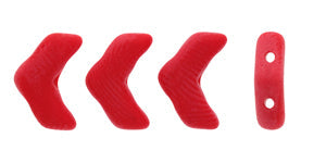 Vee Bead, 2 hole chevron, Matte Opaque Red, 25 pieces