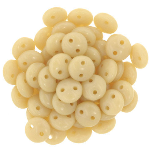 Czechmate 6mm Lentil Glass Czech Two Hole Bead, Opaque Beige - Barrel of Beads