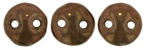 Czechmate 6mm Lentil Glass Czech Two Hole Bead, Dark Bronze - Barrel of Beads