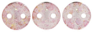 Czechmate 6mm Lentil Glass Czech Two Hole Bead, Luster Transparent Topaz/Pink - Barrel of Beads