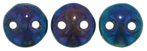 Czechmate 6mm Lentil Glass Czech Two Hole Bead, Iris Blue - Barrel of Beads