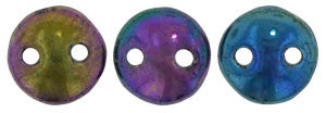 Czechmate 6mm Lentil Glass Czech Two Hole Bead, Iris Purple - Barrel of Beads