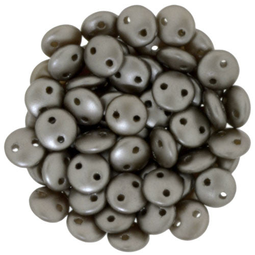 Czechmate 6mm Lentil Glass Czech Two Hole Bead, Pearl Coat - Brown Sugar - Barrel of Beads