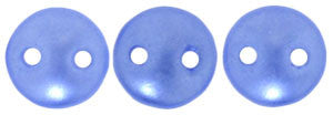 Czechmate 6mm Lentil Glass Czech Two Hole Bead, Pearl Coat - Baby Blue - Barrel of Beads