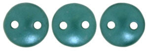 Czechmate 6mm Lentil Glass Czech Two Hole Bead, Pearl Coat - Teal - Barrel of Beads