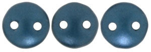 Czechmate 6mm Lentil Glass Czech Two Hole Bead, Pearl Coat - Steel Blue - Barrel of Beads