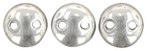 Czechmate 6mm Lentil Glass Czech Two Hole Bead, Silver - Barrel of Beads