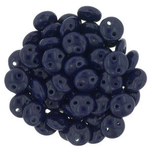 Czechmate 6mm Lentil Glass Czech Two Hole Bead, Navy - Barrel of Beads