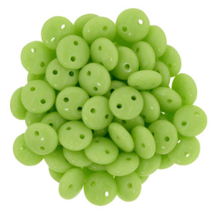 Czechmate 6mm Lentil Glass Czech Two Hole Bead, Honeydew - Barrel of Beads