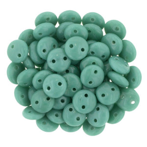 Czechmate 6mm Lentil Glass Czech Two Hole Bead, Persian Turquoise - Barrel of Beads