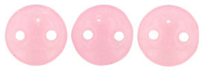 Czechmate 6mm Lentil Glass Czech Two Hole Bead, Milky Pink - Barrel of Beads
