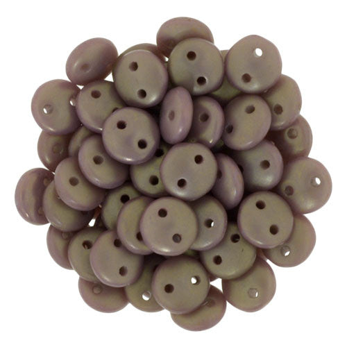 Czechmate 6mm Lentil Glass Czech Two Hole Bead, Ash Grey Copper Picasso - Barrel of Beads