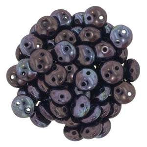 Czechmate 6mm Lentil Glass Czech Two Hole Bead, Navy - Vega - Barrel of Beads