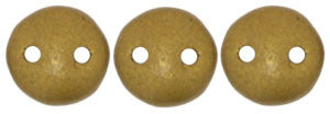 Czechmate 6mm Lentil Glass Czech Two Hole Bead, Matte Metallic Goldenrod - Barrel of Beads