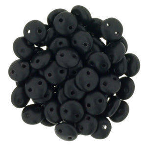 Czechmate 6mm Lentil Glass Czech Two Hole Bead, Matte Jet - Barrel of Beads