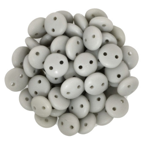 Czechmate 6mm Lentil Glass Czech Two Hole Bead, Matte Ashen Grey - Barrel of Beads