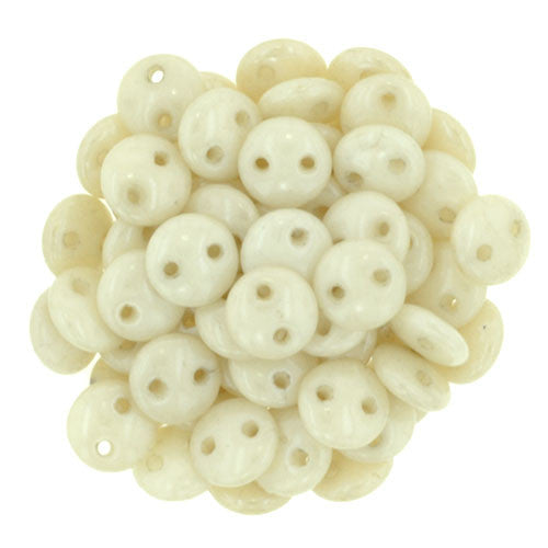 Czechmate 6mm Lentil Glass Czech Two Hole Bead, Opaque Luster Champagne - Barrel of Beads